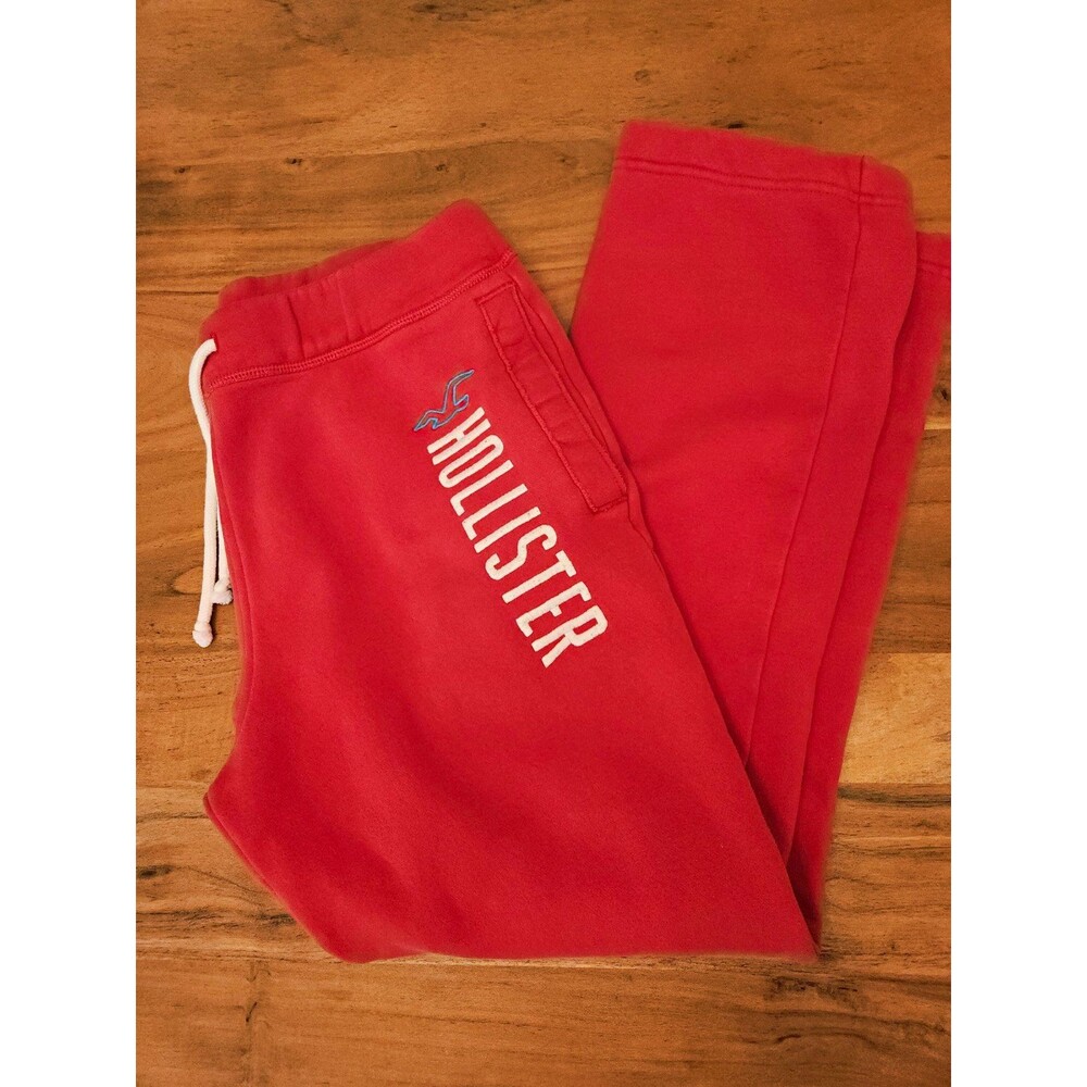 Hollister Y2K Pink Sweatpants Wide-Leg Logo Drawstring Pockets Women's Small
